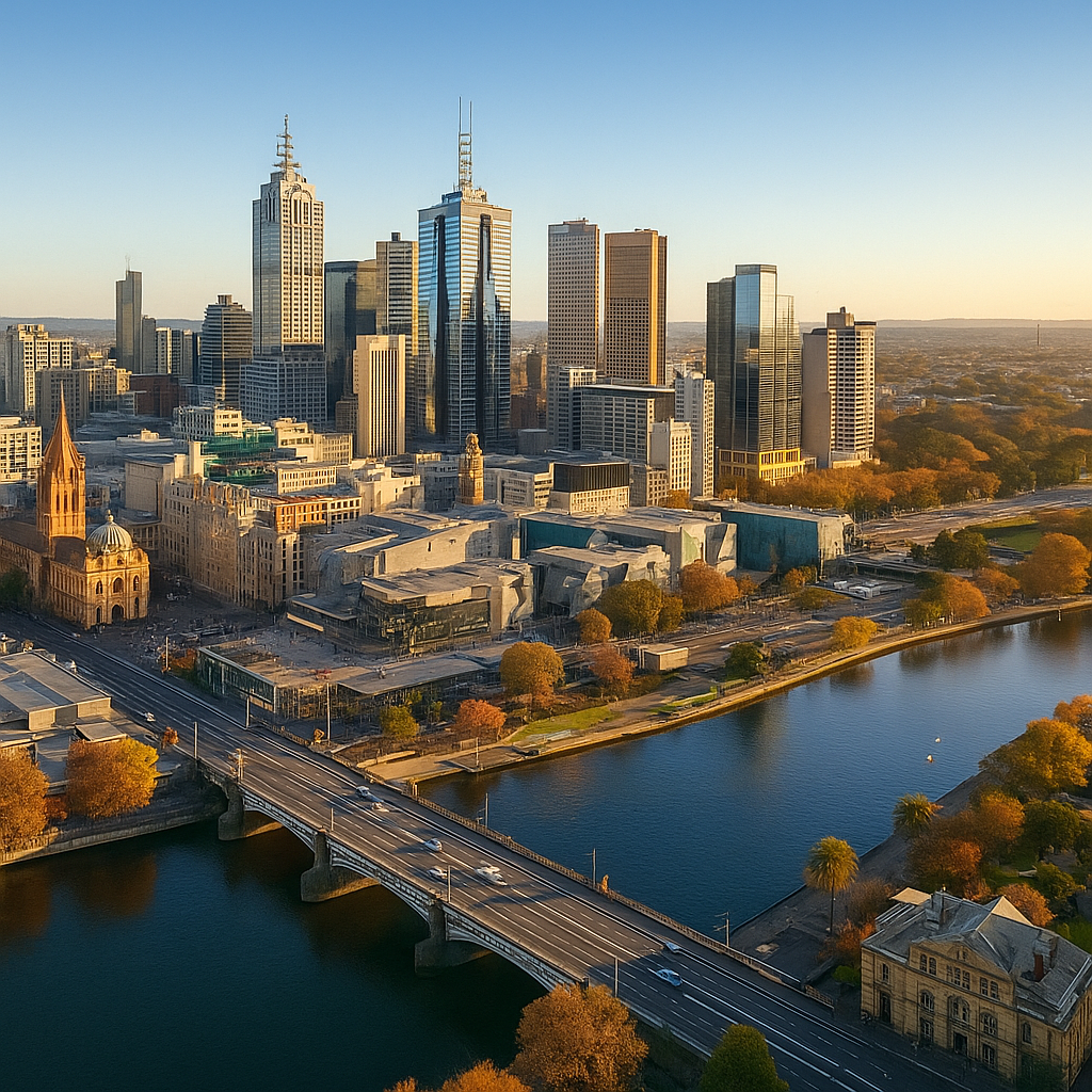 Melbourne city skyline and Yarra River