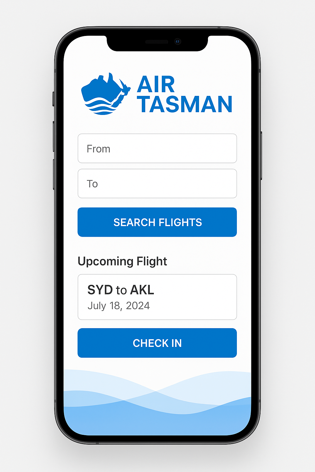 Air Tasman mobile app screenshot