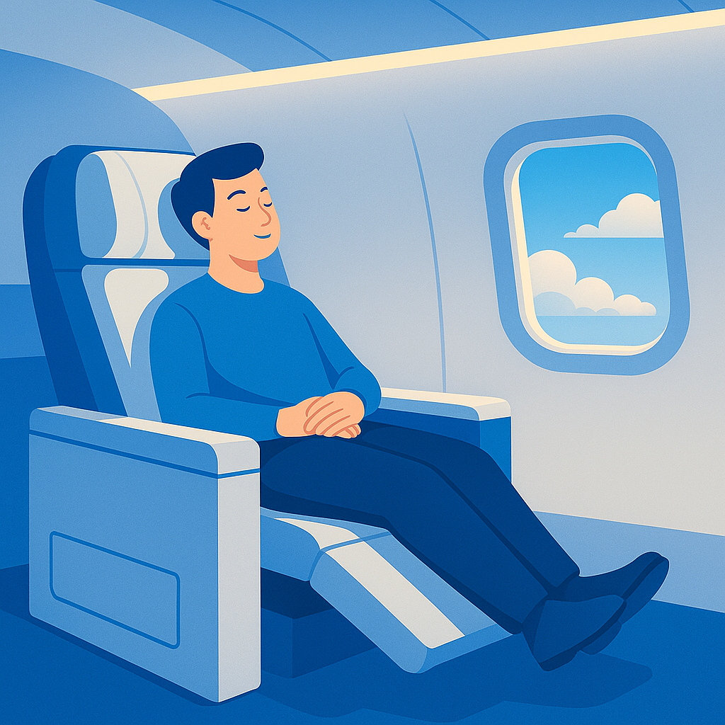 Spacious aircraft interior with comfortable seating